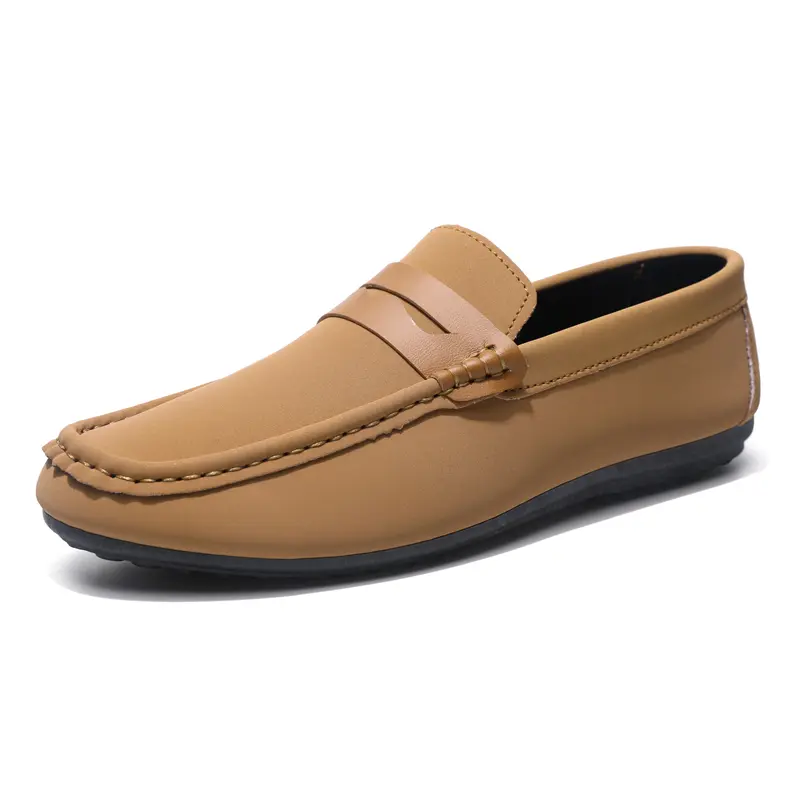 Brown Summer Men's Casual Shoes High Quality PU Leather Designer Men Loafers Soft Comfortable Business Shoes Formal Footwear