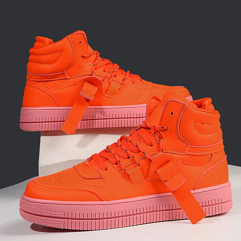 Orange Sneakers Men Designer Man High Top Shoes Comfortable Platform Shoes Men Casual Mens Skateboard Leisure Wear Resistant Non