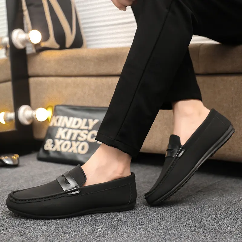 Brown Summer Men's Casual Shoes High Quality PU Leather Designer Men Loafers Soft Comfortable Business Shoes Formal Footwear