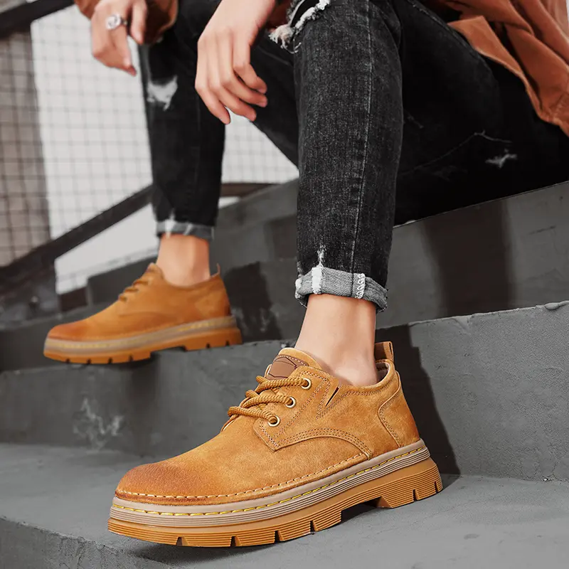 Handmade Men's Shoes Luxury Leather Outdoor Casual Shoes for Men Dress Shoes High Quality Comfy Thick Bottom Shoes Non-slip Wear