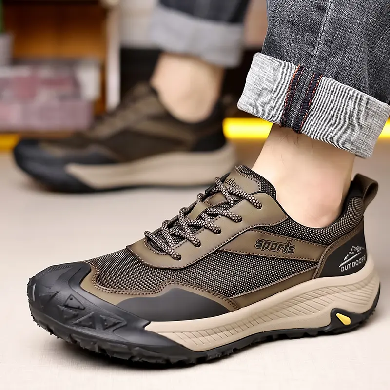 New Men's Sneakers High Quality Hiking Mesh Breathable Sports Casual Wear-resistant Anti-skid Lightweight Running Shoes