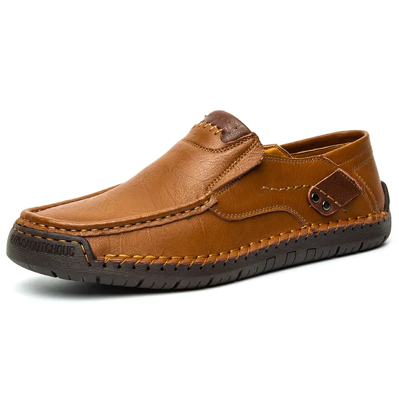 Plus Size 48 Mens Shoes Casual Fashion Retro Round Handmade Leather Shoes Breathable British Style Driving Shoes Lazy Loafers Me