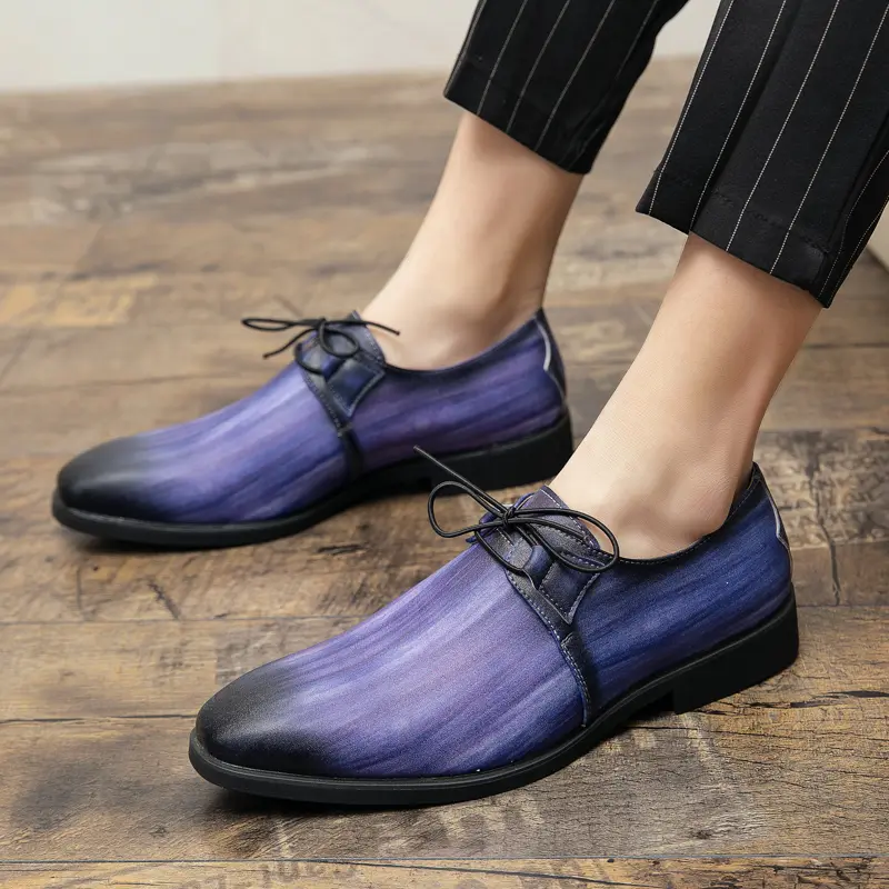 Fashion Men Leather Shoes Mixed Colors Dress Shoes Pink Wedding Shoe 2025 Autumn Plus Size 48 Causal Male Shoe Zapatos Hombre