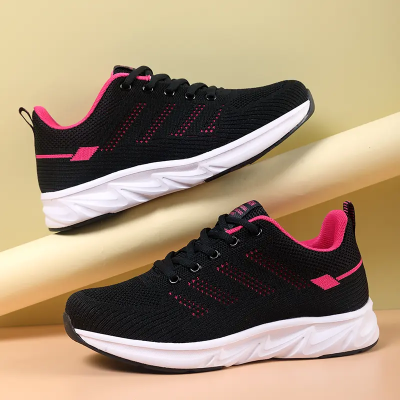 Women's New 2024 Autumn Black Sneakers Mom Middle-Aged And Elderly Running Shoes Work Soft Bottom Not Tiring On The Feet