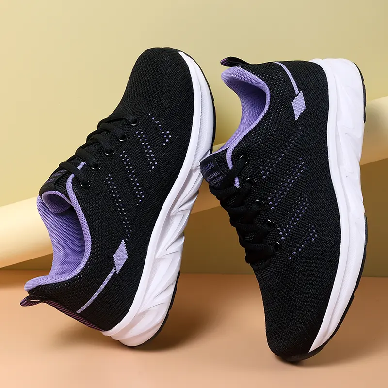 Women's New 2024 Autumn Black Sneakers Mom Middle-Aged And Elderly Running Shoes Work Soft Bottom Not Tiring On The Feet