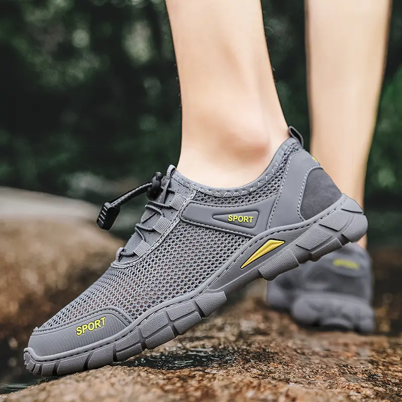 Outdoor Sneakers Male Casual Mesh Sports Lightweight Non-Slip Rubber Sole Hiking Shoes Camp Walking Shoes Men Shose Summer
