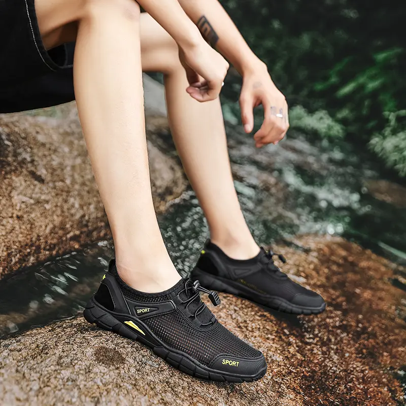 Outdoor Sneakers Male Casual Mesh Sports Lightweight Non-Slip Rubber Sole Hiking Shoes Camp Walking Shoes Men Shose Summer