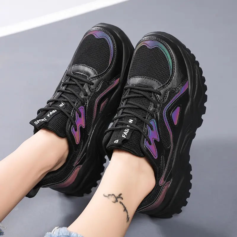 Women's Tennis Sport Shoes Thick-Soled Sneakers Night-Glow Sneakers Fashion Footwear Walking Trainers Tenis Feminino