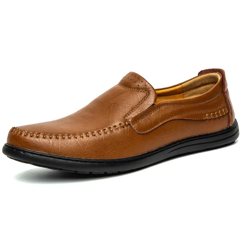 Genuine Leather Men Shoes Luxury Brand 2025 Casual Slip on Formal Loafers Men Moccasins Italian Black Male Driving Shoes Brown