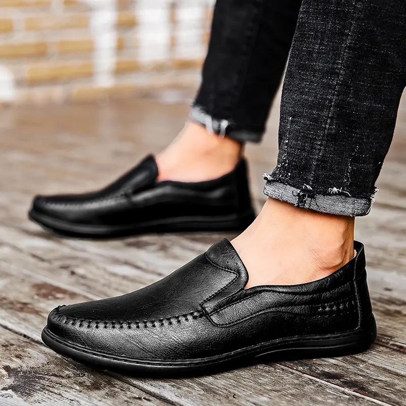Genuine Leather Men Shoes Luxury Brand 2025 Casual Slip on Formal Loafers Men Moccasins Italian Black Male Driving Shoes Brown