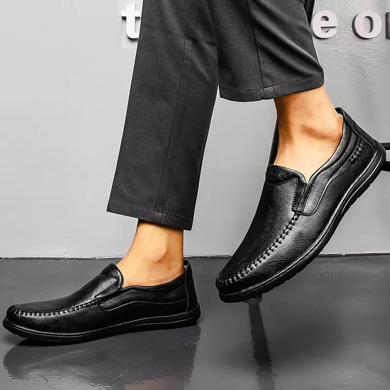 Genuine Leather Men Shoes Luxury Brand 2025 Casual Slip on Formal Loafers Men Moccasins Italian Black Male Driving Shoes Brown