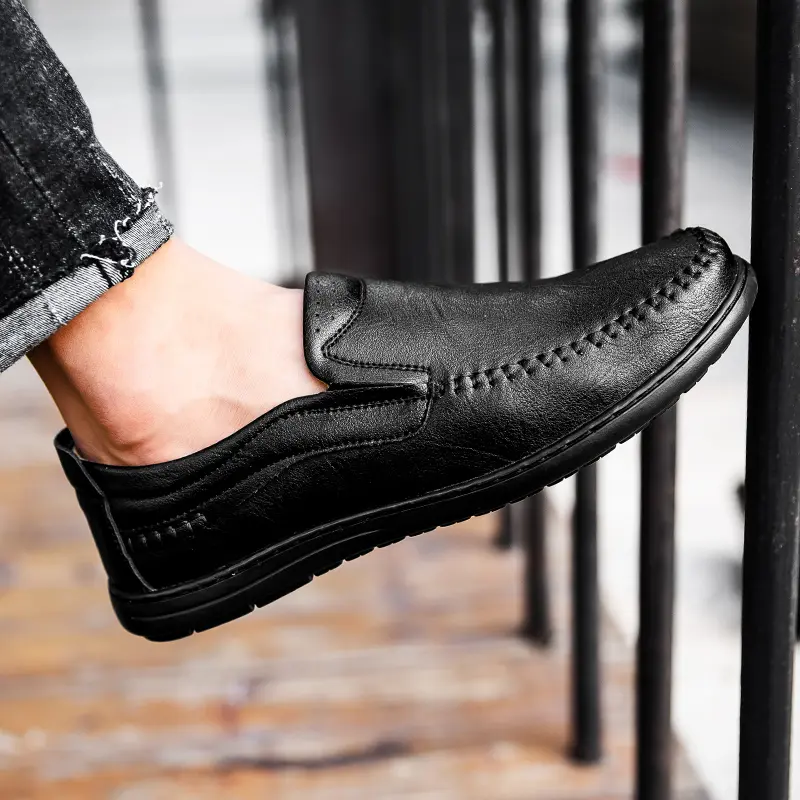 Genuine Leather Men Shoes Luxury Brand 2025 Casual Slip on Formal Loafers Men Moccasins Italian Black Male Driving Shoes Brown