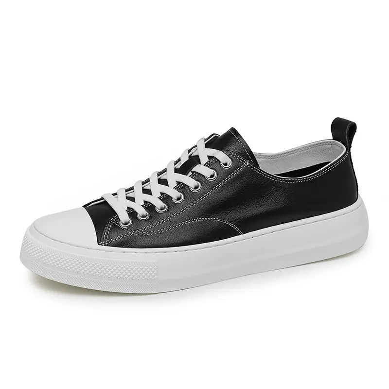 2025 New Cow Leather Casual Shoes for Men Fashion Flats Skateboarding Sneakers Man Korea Style Street Whiter Shoes Male Spring