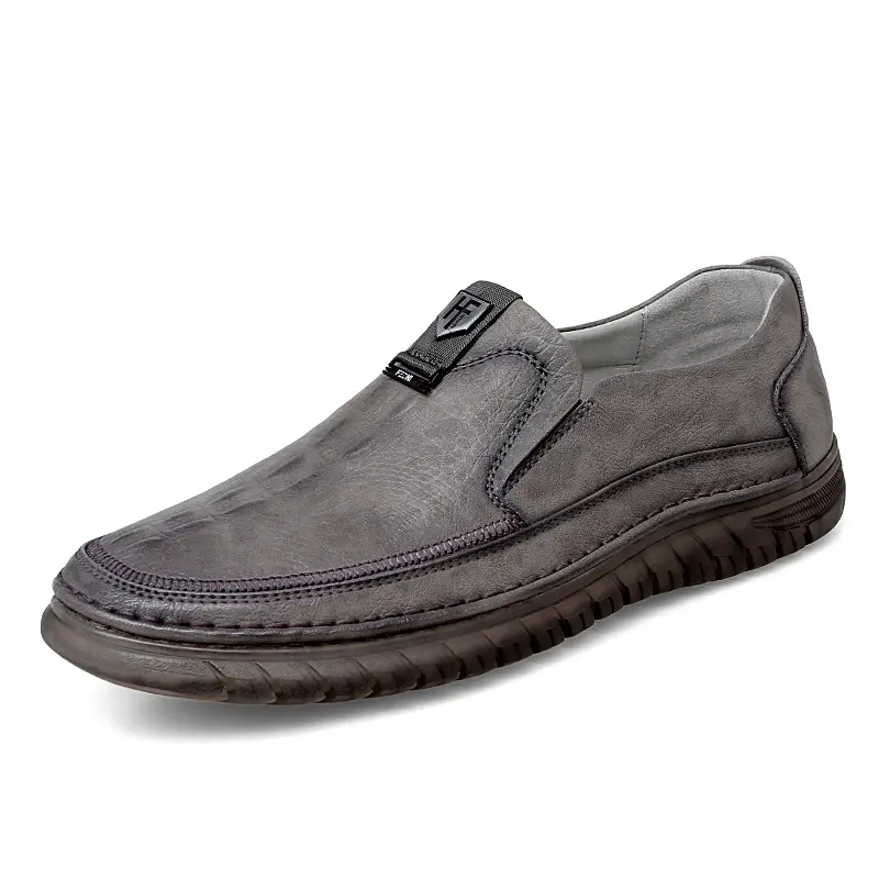 Mens Leather Loafers Non Slip Walking Flats Breathable Outdoor Slip on Casual Shoes for Male Work Office Driving Sneakers Beige