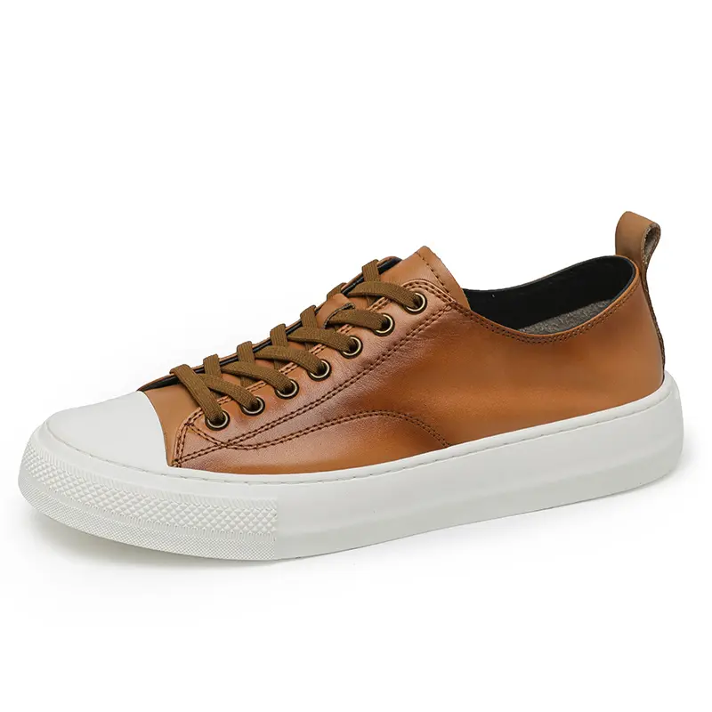 2025 New Cow Leather Casual Shoes for Men Fashion Flats Skateboarding Sneakers Man Korea Style Street Whiter Shoes Male Spring