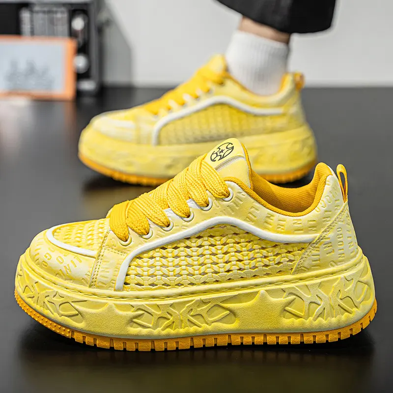 Green Tall Thick Soled Men's Sneakers Fashion Personality Simple and Versatile Youth Casual Shoes Comfortable Durable Sports