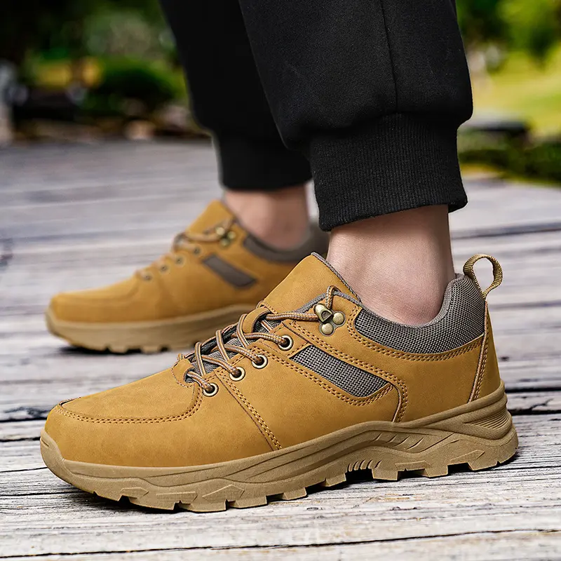 Mens Outdoor Waterproof Mountaineering Shoes Wear Resistant And Non Slip Hiking Casual Shoes Desert Male Hunting Waterproof Spor