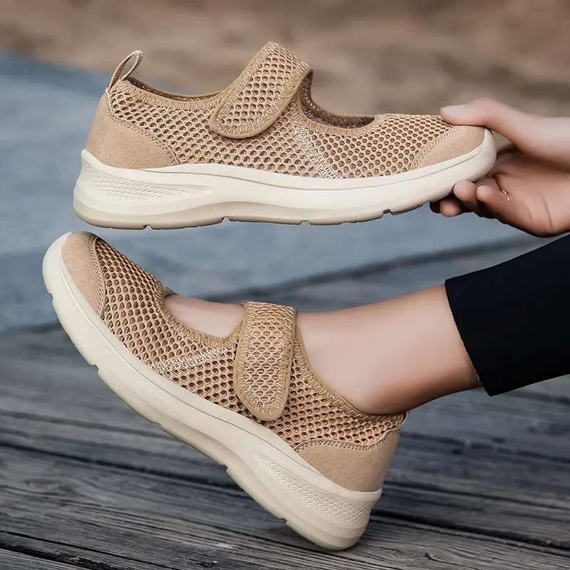 Womens Plus Size Wide Width Sandals Soft Sole Comfortable Mom Shoes Breathable Fabric Spring No Slip Chubby Feet Casual Walking