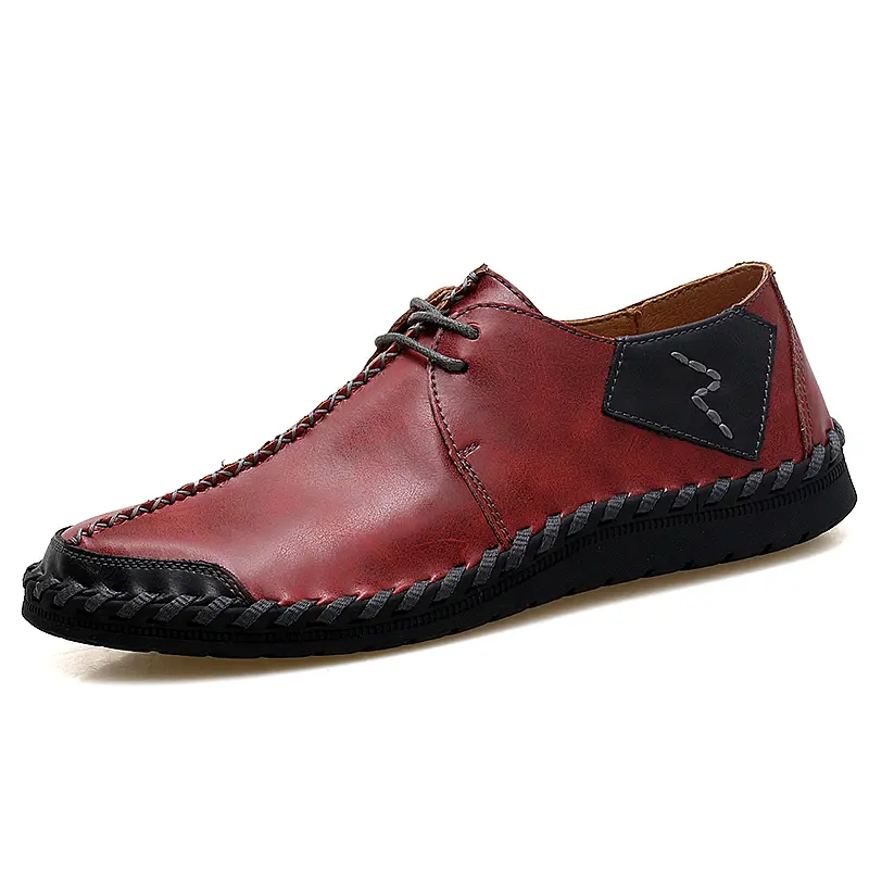 Men Casual Leather Shoes Comfortable Anti slip Flat Shoes Soft Leather Shoes Hot Sales  of Men handcrafted Shoes In Large Size