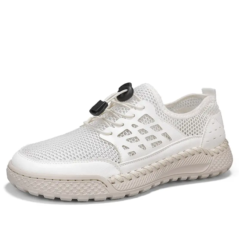 Men Casual Sneakers New Mesh Breathable Outdoor Sport Shoes Male Fashion Lightweight Non-Slip Elastic Walking Shoe Brown Size 46