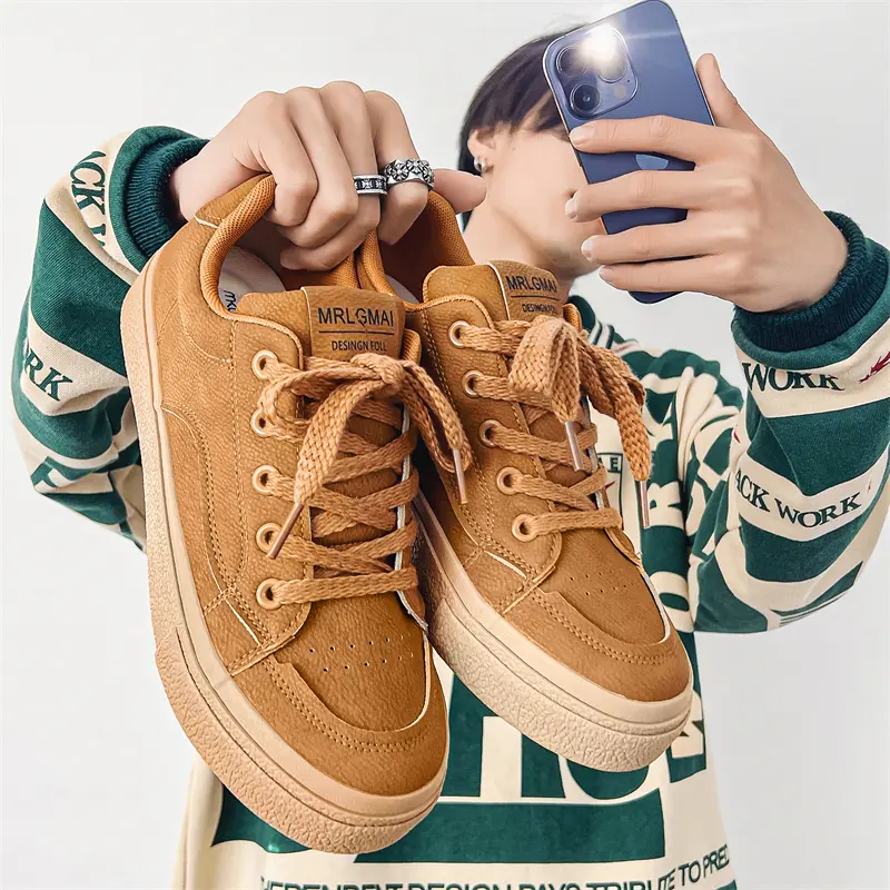 Brown Low Cut Sporty Casual Shoes For Men Autumn Fashionable Korean Style Youthful Single Shoes Suitable For Students