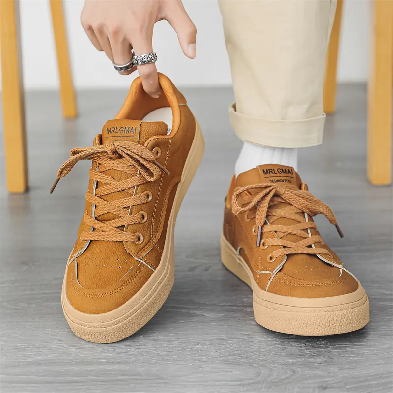 Brown Low Cut Sporty Casual Shoes For Men Autumn Fashionable Korean Style Youthful Single Shoes Suitable For Students