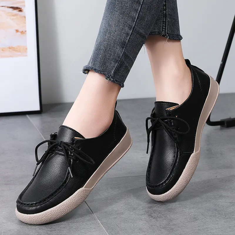 Designer Women Casual Shoes Leather Slip On Flat Shoes Women Loafers Moccasins Luxury Brand Sneakers for Women Plus Size 35-42