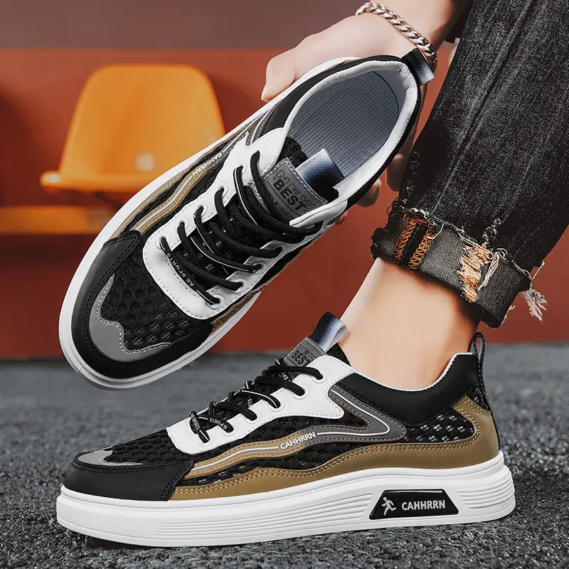 Men's Shoes 2025 Summer New Breathable Beige Shoes Men's Trendy and Versatile Thick Soled Sports Board Shoes Trendy Shoes