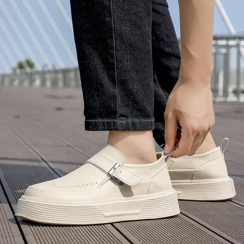 2025 Four Season Casual Board Shoes Mens Platform Loafers Chunky Sole Slip On Comfortable Walking Shoes for Men Fashion Flats