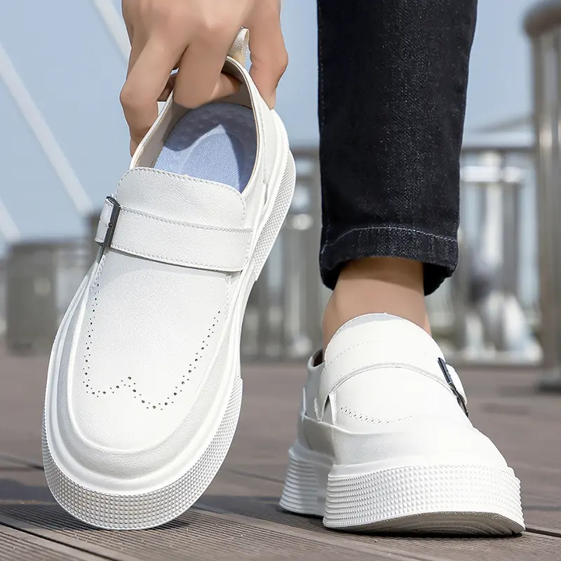 2025 Four Season Casual Board Shoes Mens Platform Loafers Chunky Sole Slip On Comfortable Walking Shoes for Men Fashion Flats