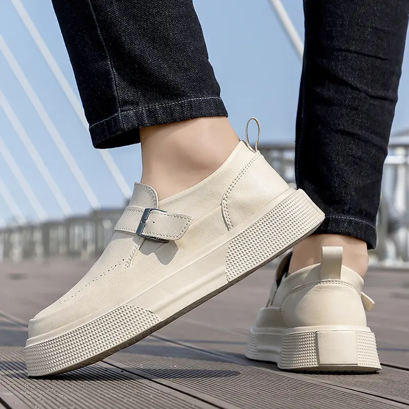 2025 Four Season Casual Board Shoes Mens Platform Loafers Chunky Sole Slip On Comfortable Walking Shoes for Men Fashion Flats