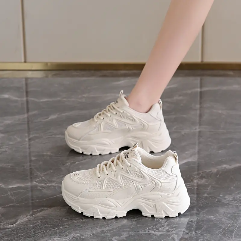 Summer Women's Fashionable Sneakers - Small White Casual Breathable Mesh Rubber Surface Versatile Elasticity Sports Shoes Are