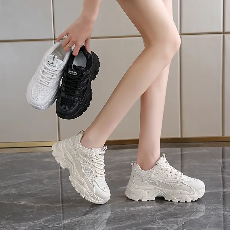 Summer Women's Fashionable Sneakers - Small White Casual Breathable Mesh Rubber Surface Versatile Elasticity Sports Shoes Are