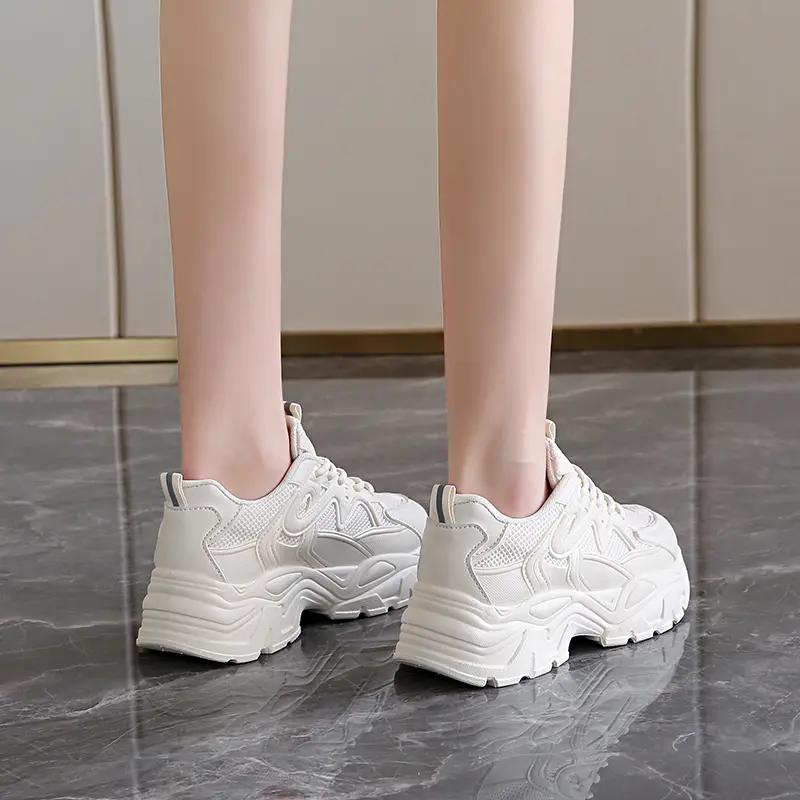 Summer Women's Fashionable Sneakers - Small White Casual Breathable Mesh Rubber Surface Versatile Elasticity Sports Shoes Are