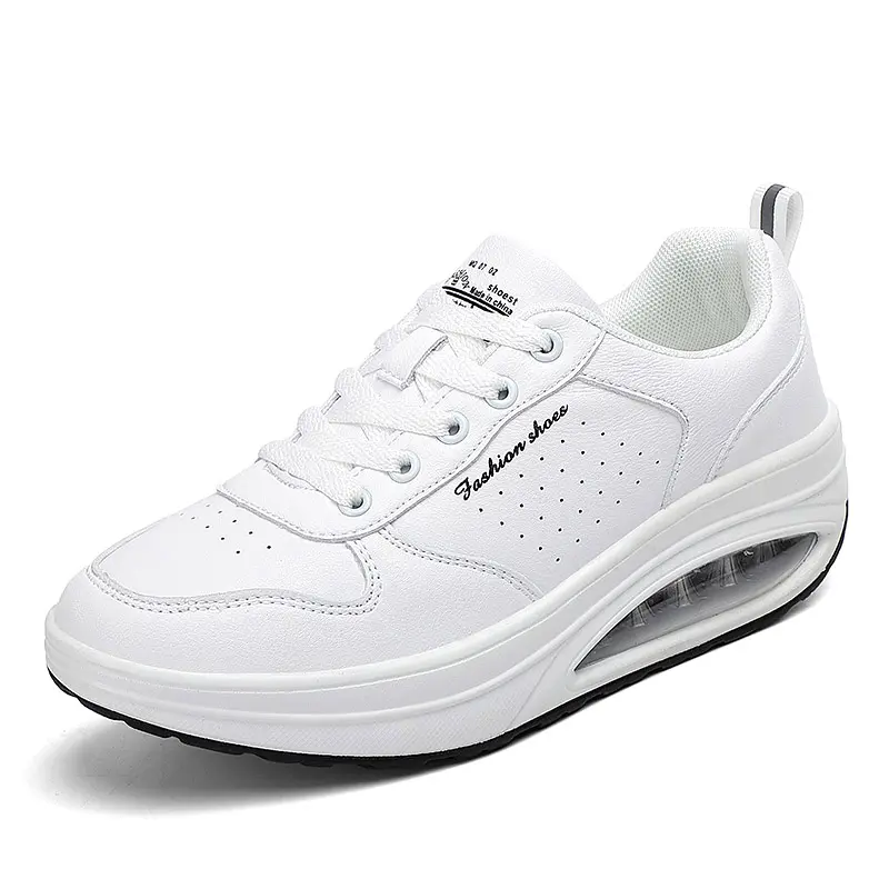 Women Fashion Sneakers Air Cushion Sports Shoes Pu Leather Blue Shoes White  Outdoor Walking Jogging Shoes Female Trainers