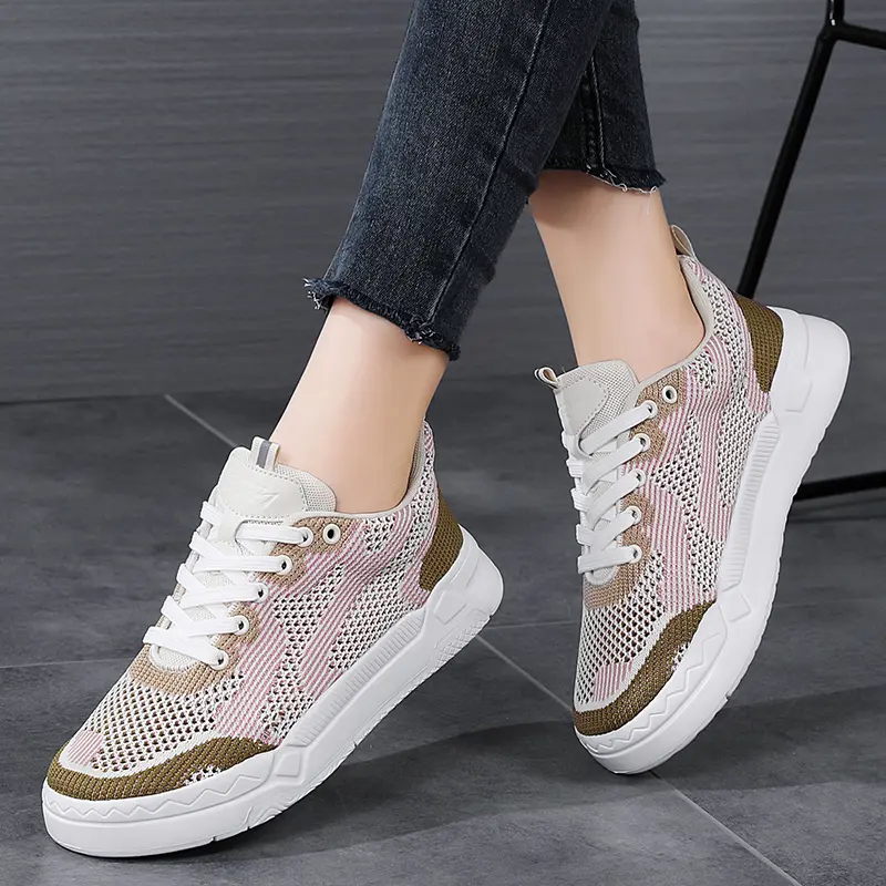 Fashion Board Shoes for Women Platform Hiking Breathable Sports Anti Slip Mesh Vulcanized Lightweight Casual Walking Shoes