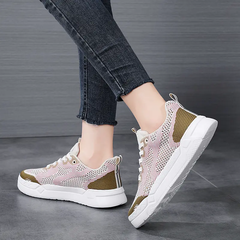 Fashion Board Shoes for Women Platform Hiking Breathable Sports Anti Slip Mesh Vulcanized Lightweight Casual Walking Shoes