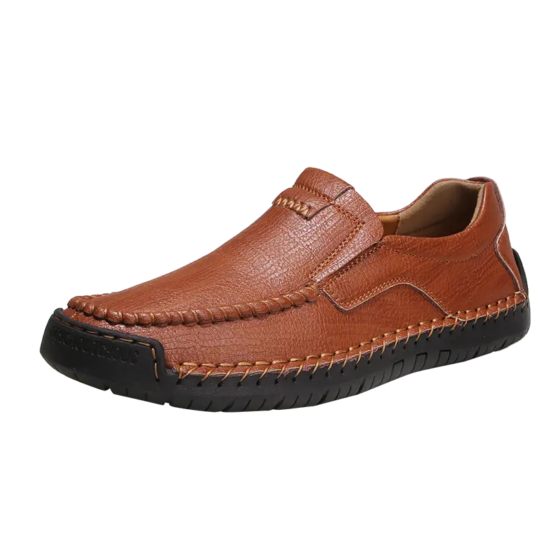 Mens Genuine Leather Loafers Non Slip Walking Flats Breathable Outdoor Slip on Casual Shoes for Male Work Office Driving Sneaker