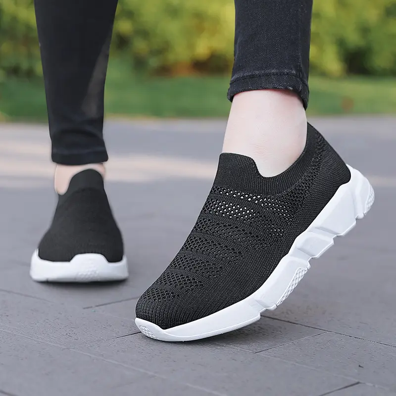 Sneakers Women Shoes Knitting Sock Sneakers Women Slip On Flat Laides Walking Shoes Man Flats Tenis Famela Plus Size