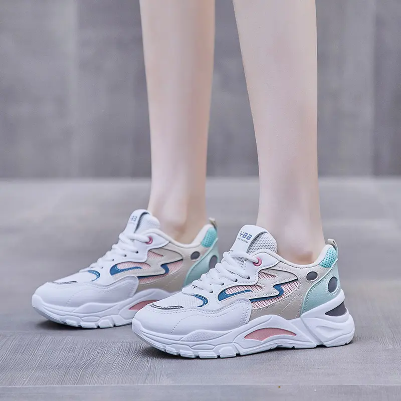 Casual Sporty Shoes Womens Spring Summer 2025 Fashionable Versatile Thick Sole Increased Height Lightweight Breathable White