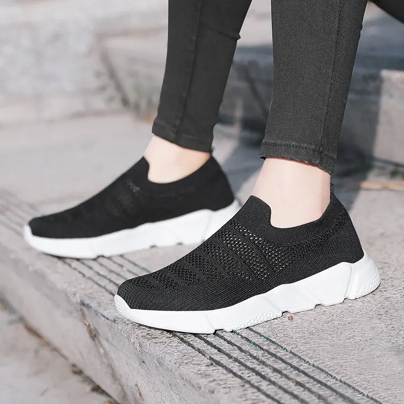 Sneakers Women Shoes Knitting Sock Sneakers Women Slip On Flat Laides Walking Shoes Man Flats Tenis Famela Plus Size