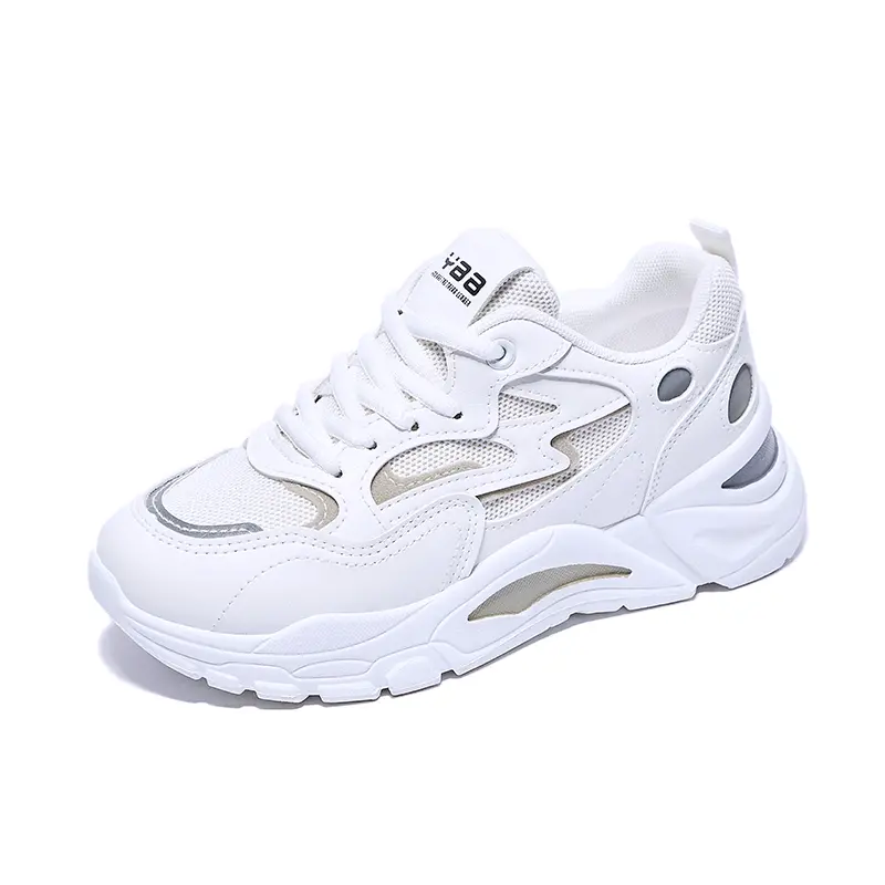 Casual Sporty Shoes Womens Spring Summer 2025 Fashionable Versatile Thick Sole Increased Height Lightweight Breathable White
