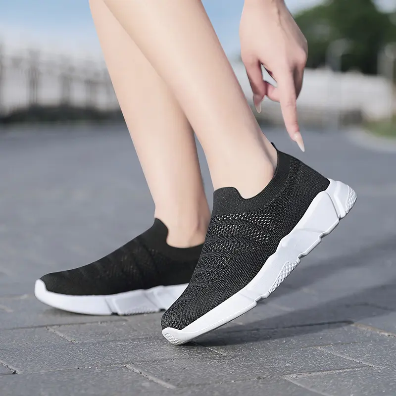 Sneakers Women Shoes Knitting Sock Sneakers Women Slip On Flat Laides Walking Shoes Man Flats Tenis Famela Plus Size
