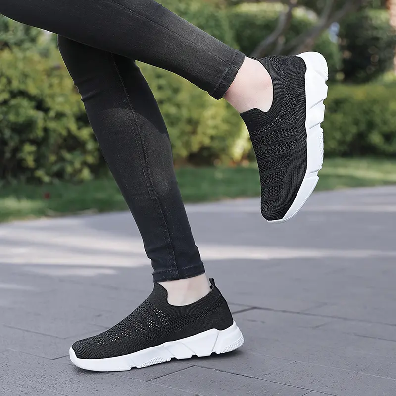 Sneakers Women Shoes Knitting Sock Sneakers Women Slip On Flat Laides Walking Shoes Man Flats Tenis Famela Plus Size