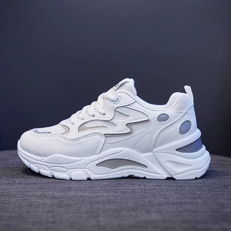 Casual Sporty Shoes Womens Spring Summer 2025 Fashionable Versatile Thick Sole Increased Height Lightweight Breathable White