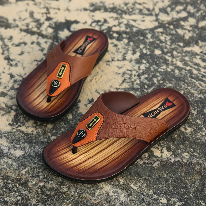 Summer Flip Flops Men Shoes Outdoor Fashion PU Leather Flat Shoe soft flip flops sandals printed slippers for men outdoor wear