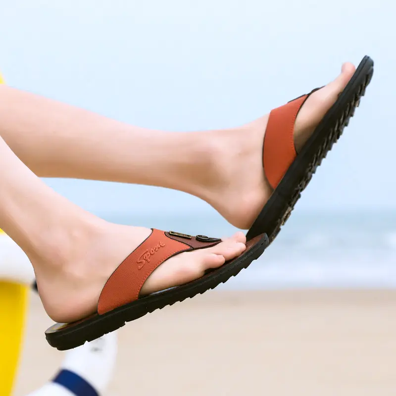 Summer Flip Flops Men Shoes Outdoor Fashion PU Leather Flat Shoe soft flip flops sandals printed slippers for men outdoor wear