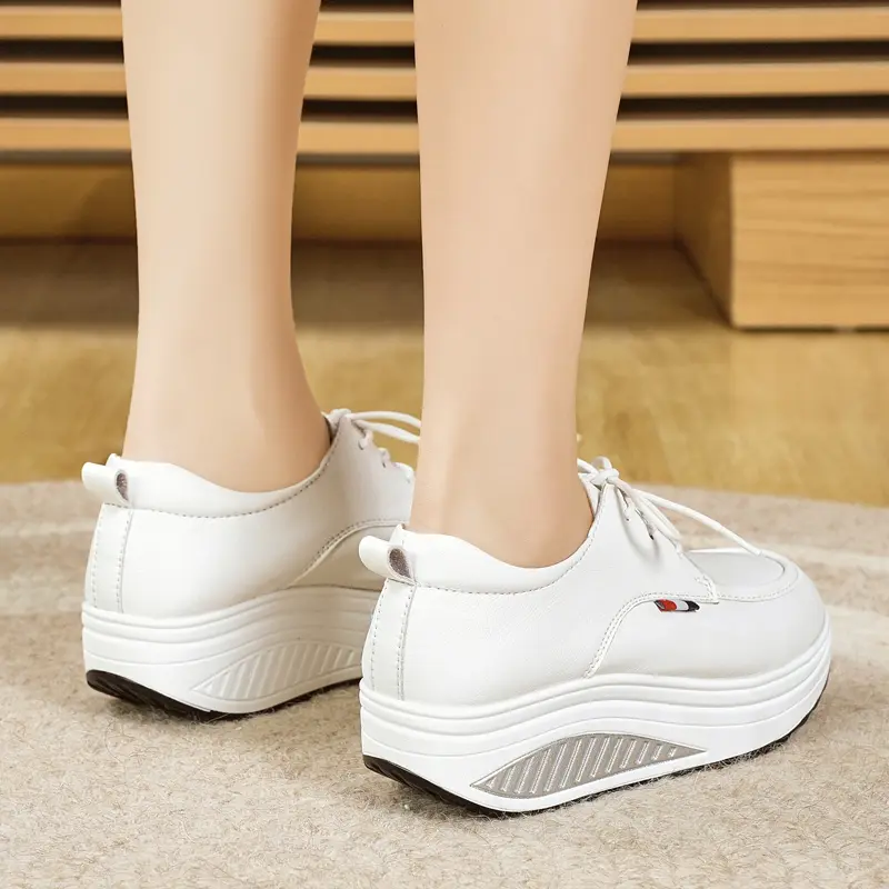 Fashion Round Head Comfortable Breathable Women's Walking Shoes Spring and Autumn New Lace-up Non-slip Casual Sports Shoes