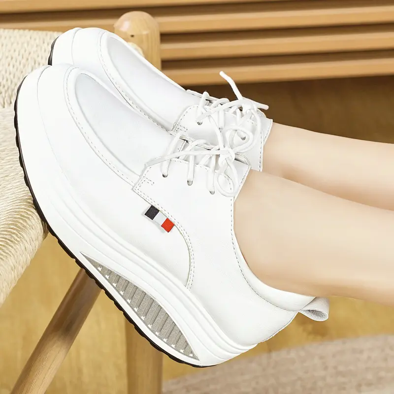 Fashion Round Head Comfortable Breathable Women's Walking Shoes Spring and Autumn New Lace-up Non-slip Casual Sports Shoes