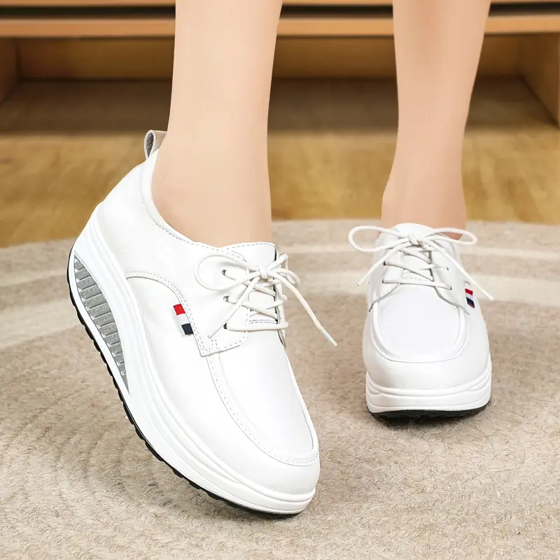 Fashion Round Head Comfortable Breathable Women's Walking Shoes Spring and Autumn New Lace-up Non-slip Casual Sports Shoes